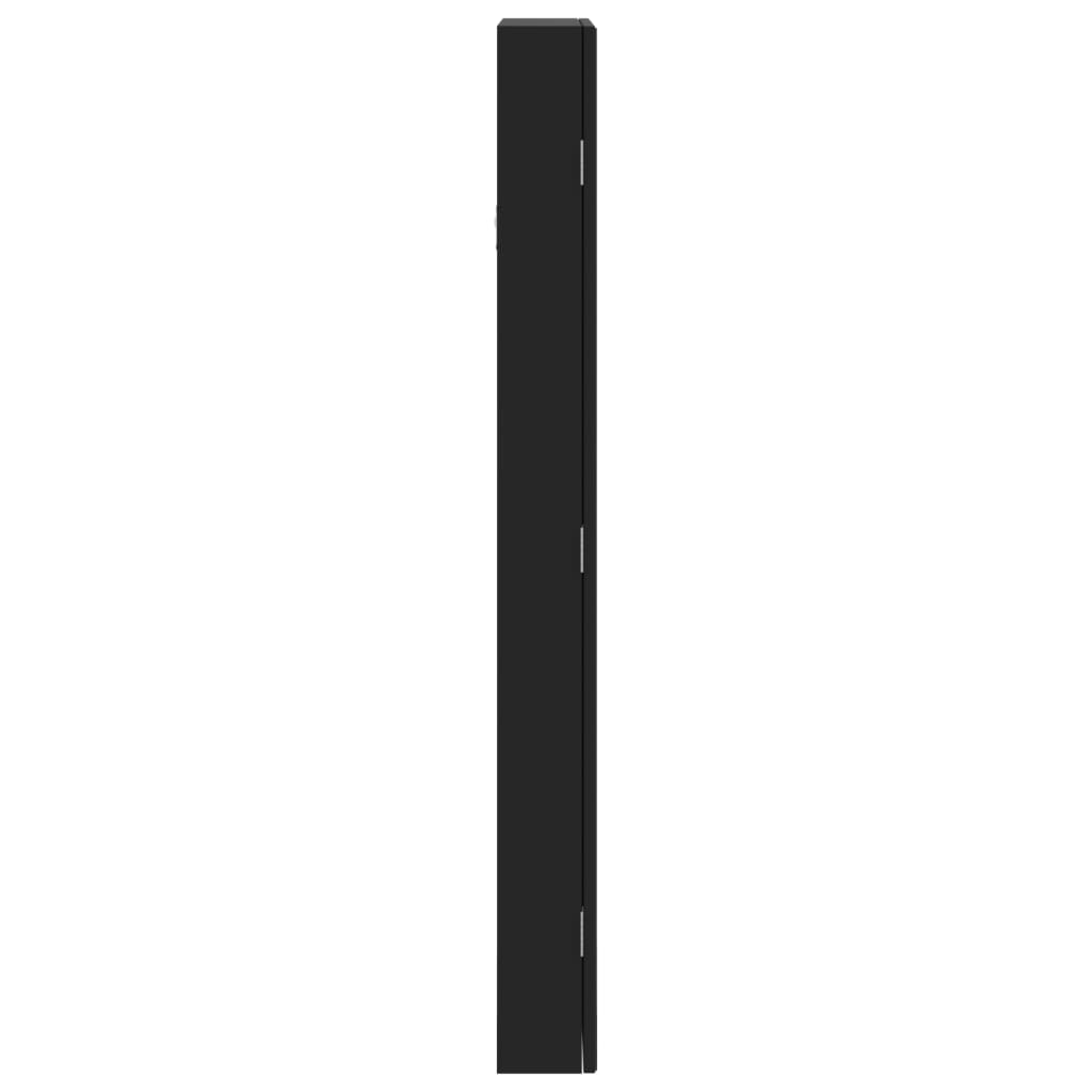 vidaXL Armadio Portagioie a Specchio con Luci LED a Parete Nero