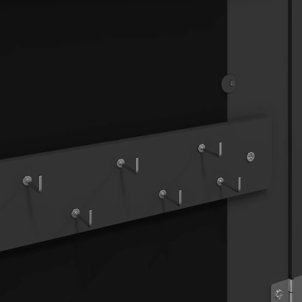 vidaXL Armadio Portagioie a Specchio con Luci LED a Parete Nero