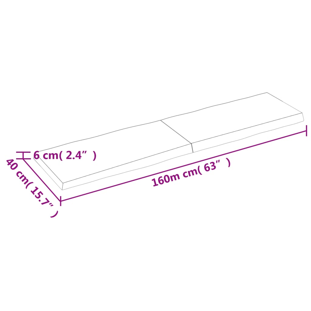 vidaXL Piano per Tavolo 160x40x(2-6) cm Rovere Non Trattato Bordi Vivi