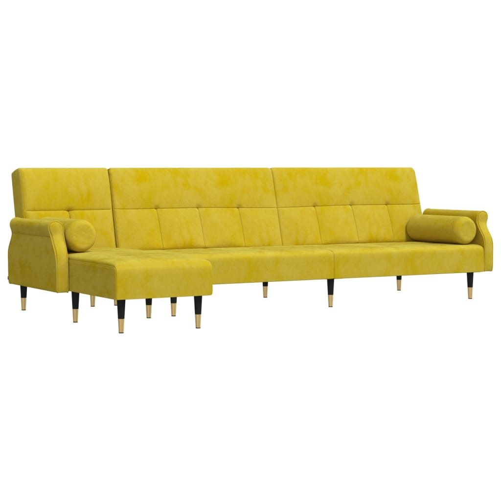 vidaXL Divano Letto a L Giallo 271x140x70 cm in Velluto
