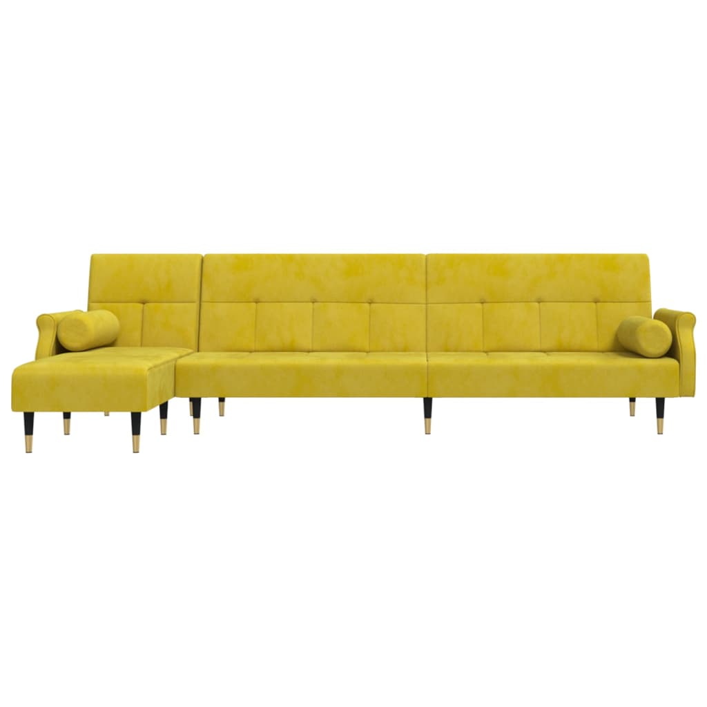 vidaXL Divano Letto a L Giallo 271x140x70 cm in Velluto