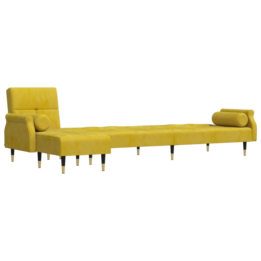 vidaXL Divano Letto a L Giallo 271x140x70 cm in Velluto