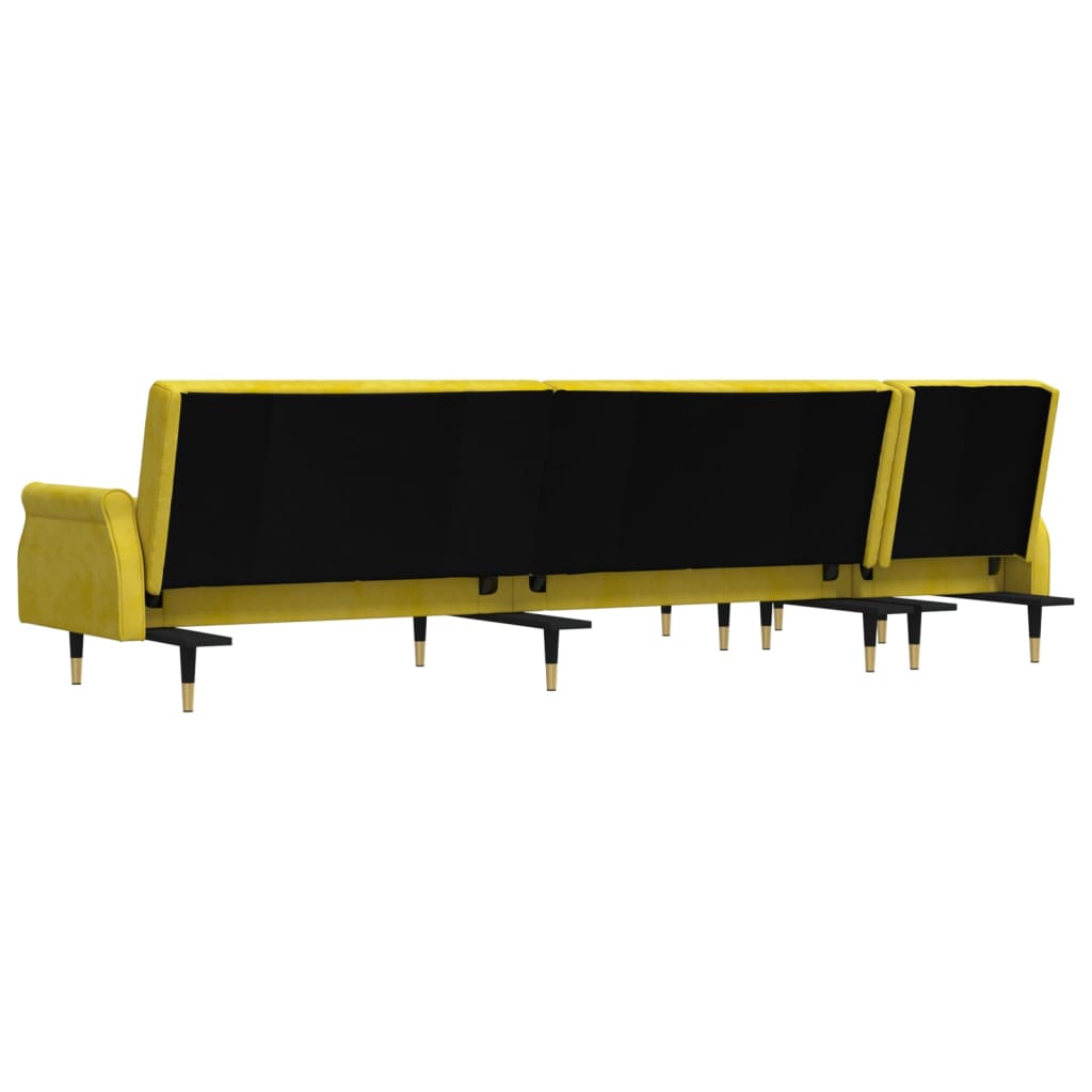 vidaXL Divano Letto a L Giallo 271x140x70 cm in Velluto