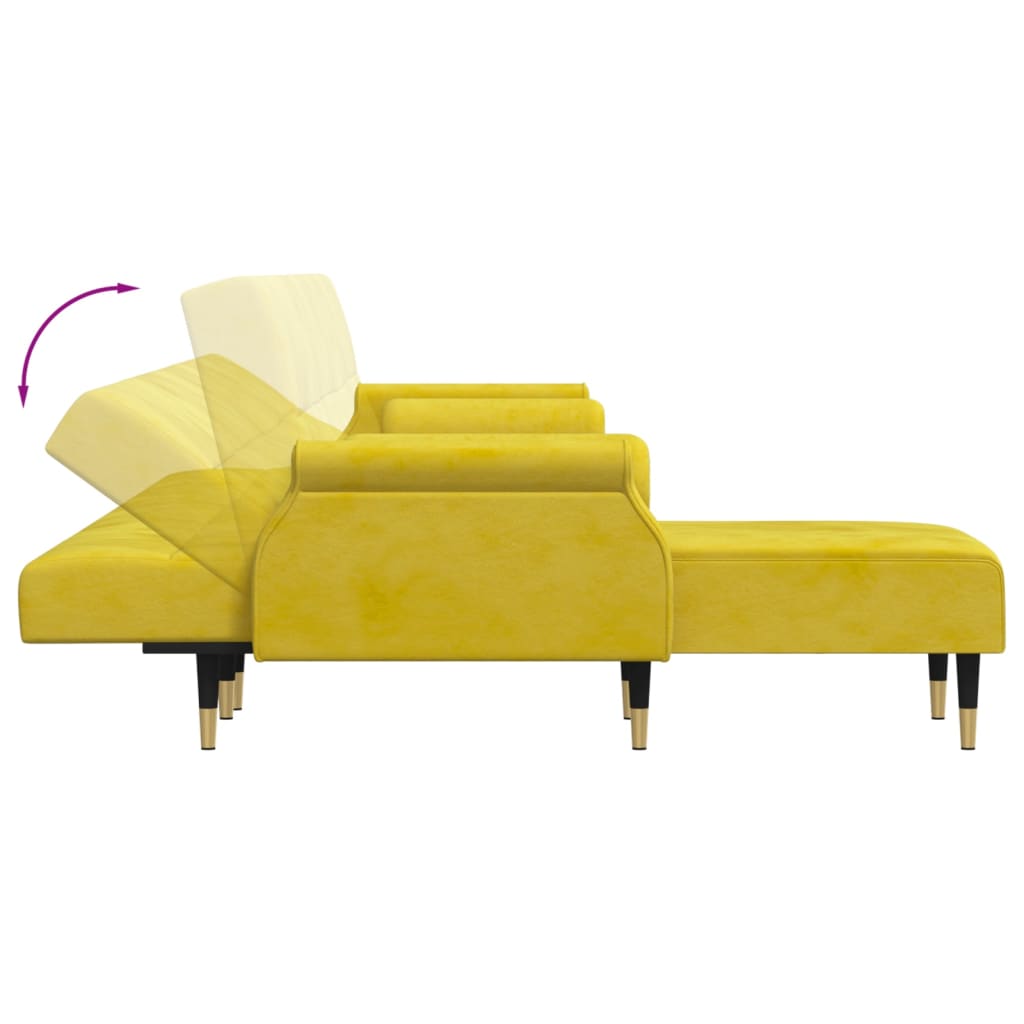 vidaXL Divano Letto a L Giallo 271x140x70 cm in Velluto