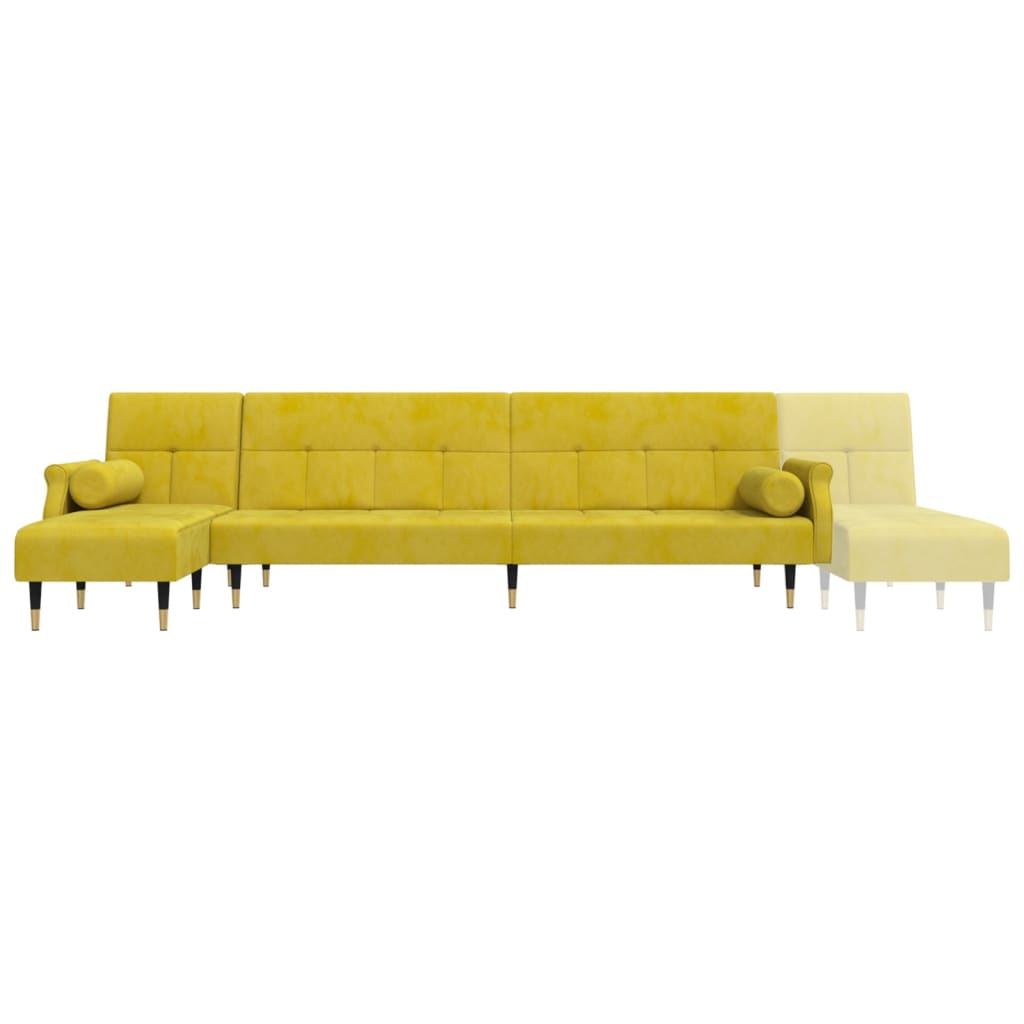 vidaXL Divano Letto a L Giallo 271x140x70 cm in Velluto