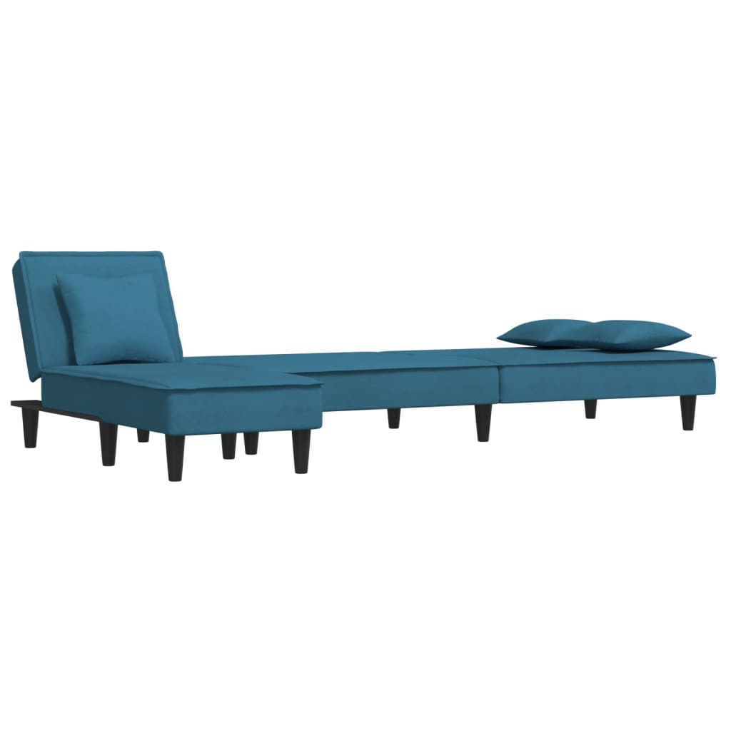 vidaXL Divano Letto a L Blu 255x140x70 cm in Velluto