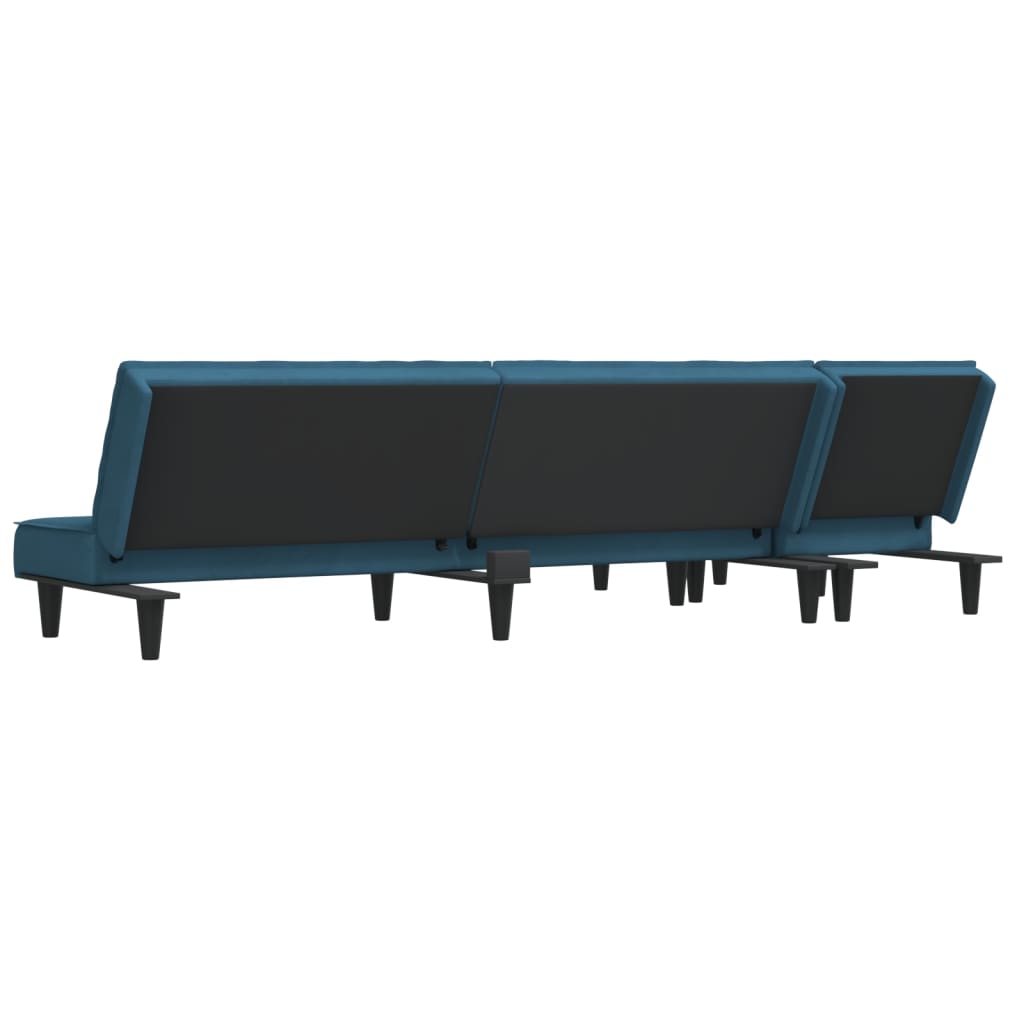 vidaXL Divano Letto a L Blu 255x140x70 cm in Velluto