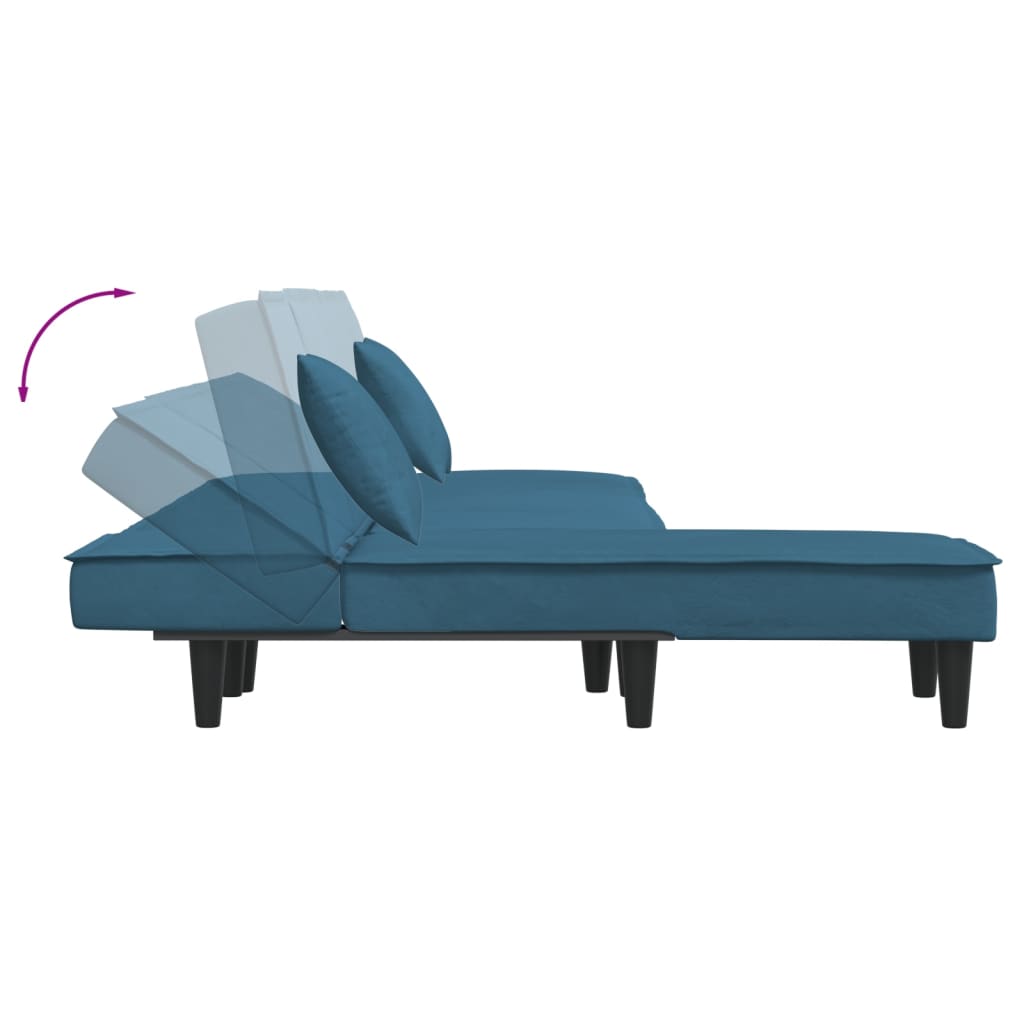 vidaXL Divano Letto a L Blu 255x140x70 cm in Velluto