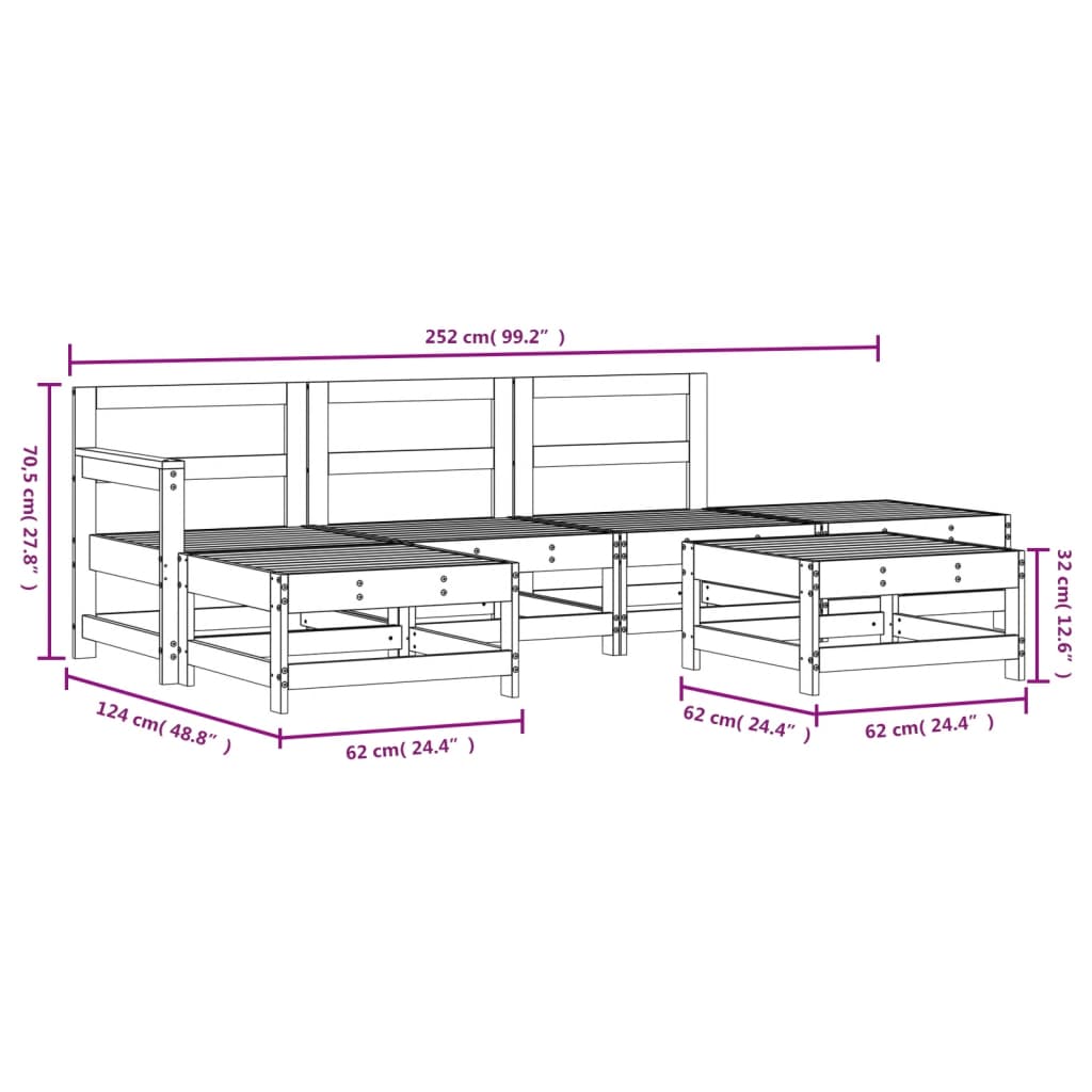 vidaXL Set Salotto da Giardino 6 pz Bianco in Legno Massello di Pino