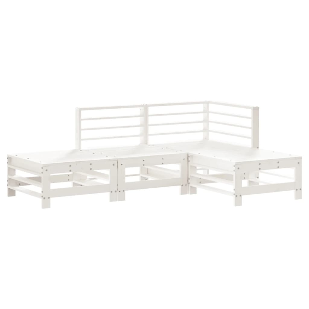 vidaXL Set Salotto da Giardino 4 pz Bianco in Legno Massello di Pino