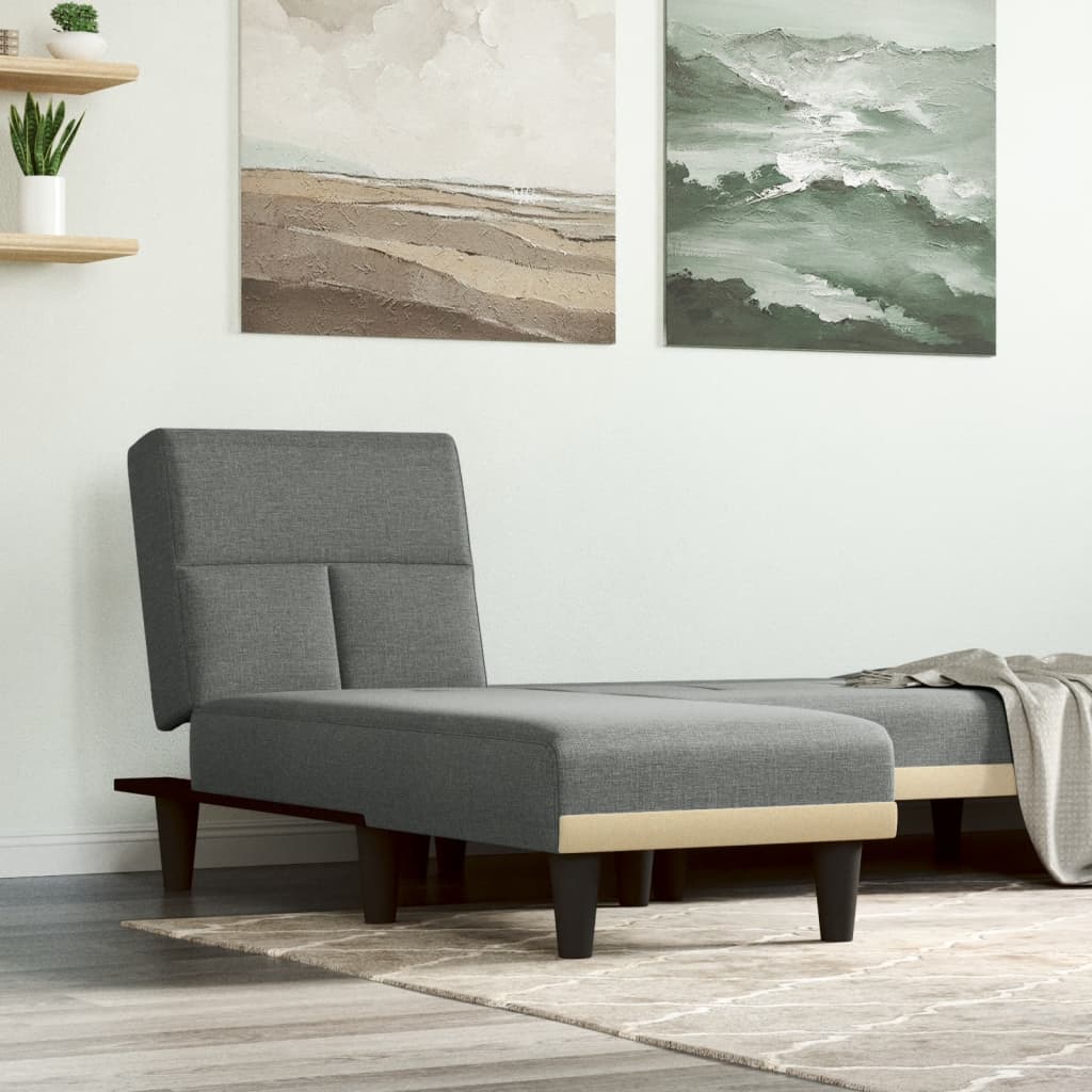 vidaXL Chaise Longue in Tessuto Grigio Scuro
