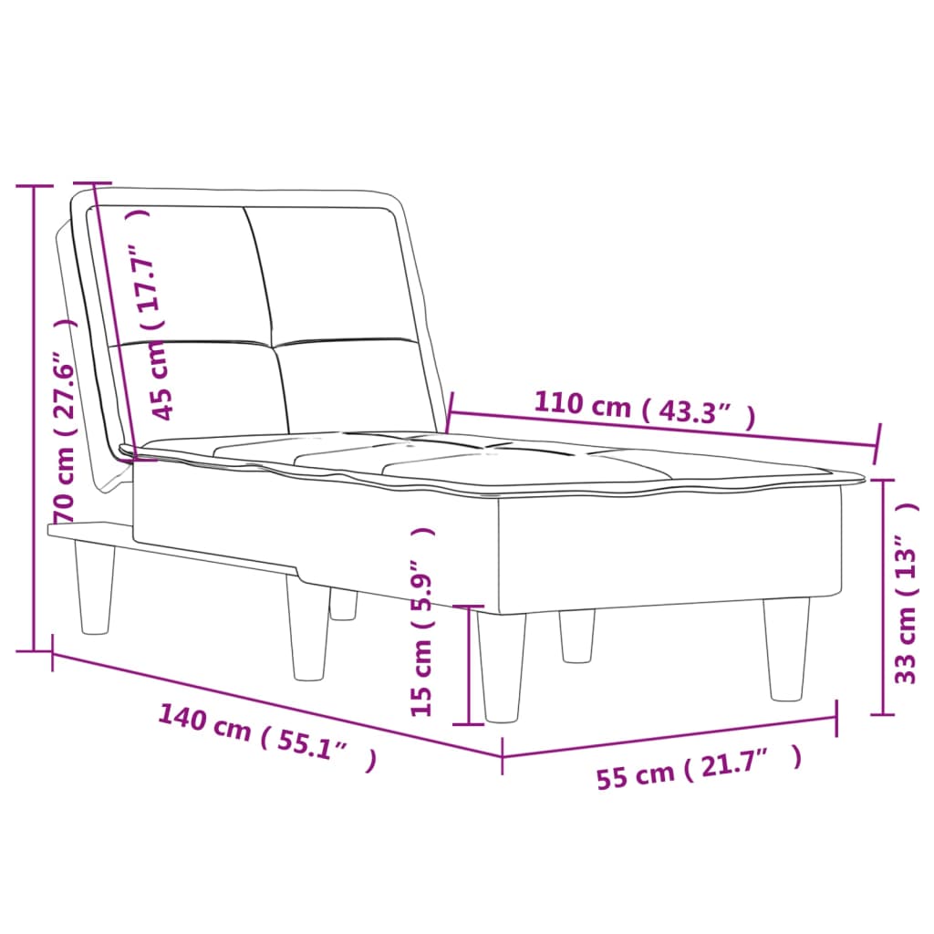 vidaXL Chaise Longue in Tessuto Grigio Chiaro