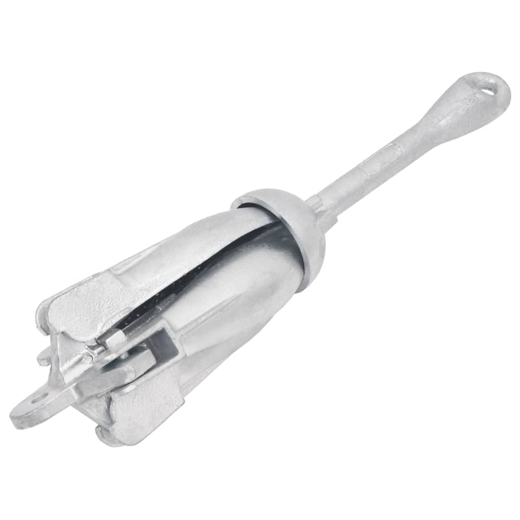 vidaXL Ancora Pieghevole con Corda Argento 4 kg Ghisa Zincata a Caldo