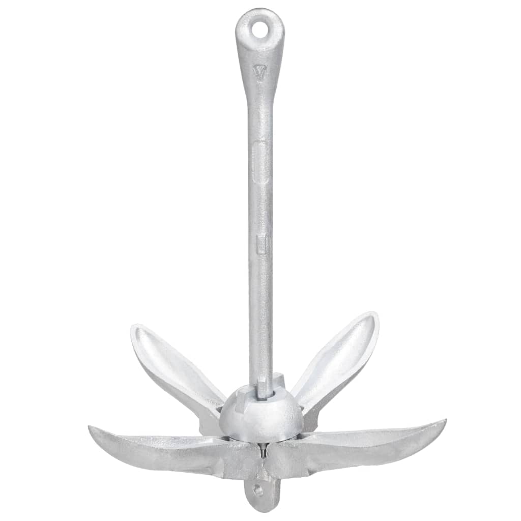 vidaXL Ancora Pieghevole con Corda Argento 4 kg Ghisa Zincata a Caldo
