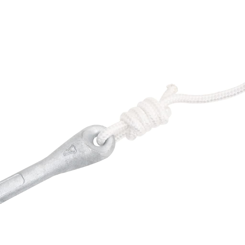 vidaXL Ancora Pieghevole con Corda Argento 4 kg Ghisa Zincata a Caldo