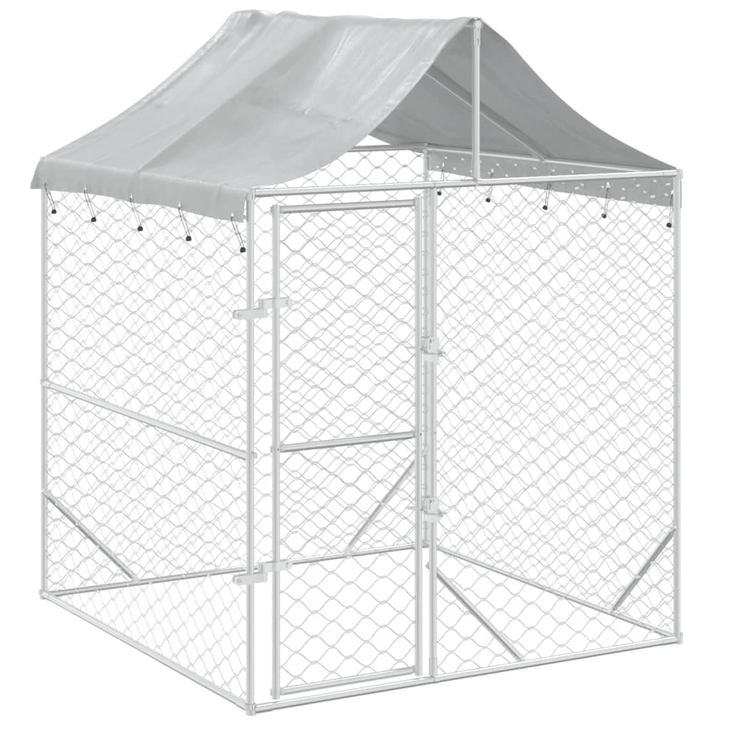 vidaXL Cuccia Cani da Esterno Tetto Argento 2x2x2,5 m Acciaio Zincato