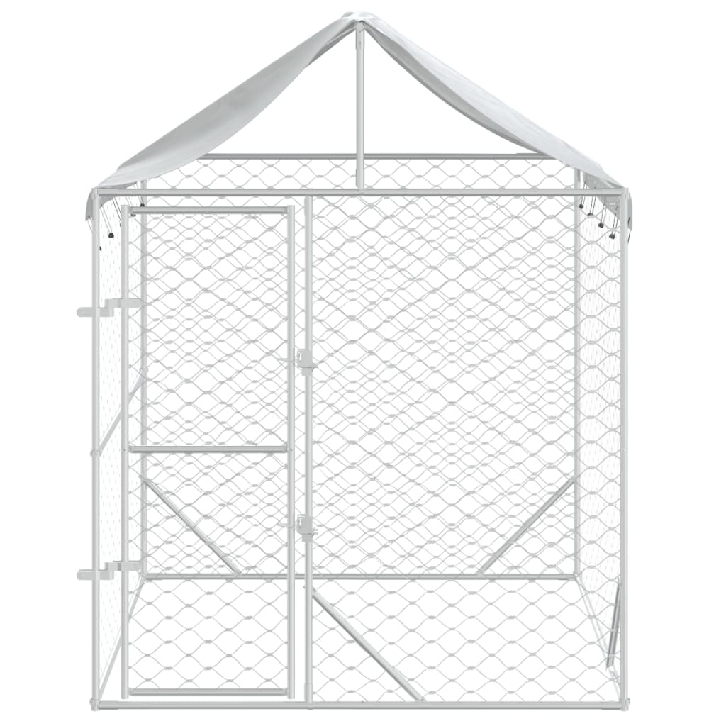 vidaXL Cuccia Cani da Esterno Tetto Argento 2x2x2,5 m Acciaio Zincato