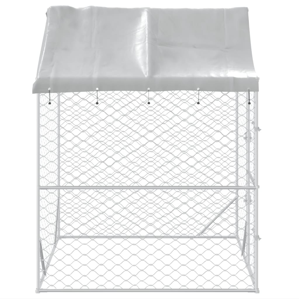 vidaXL Cuccia Cani da Esterno Tetto Argento 2x2x2,5 m Acciaio Zincato