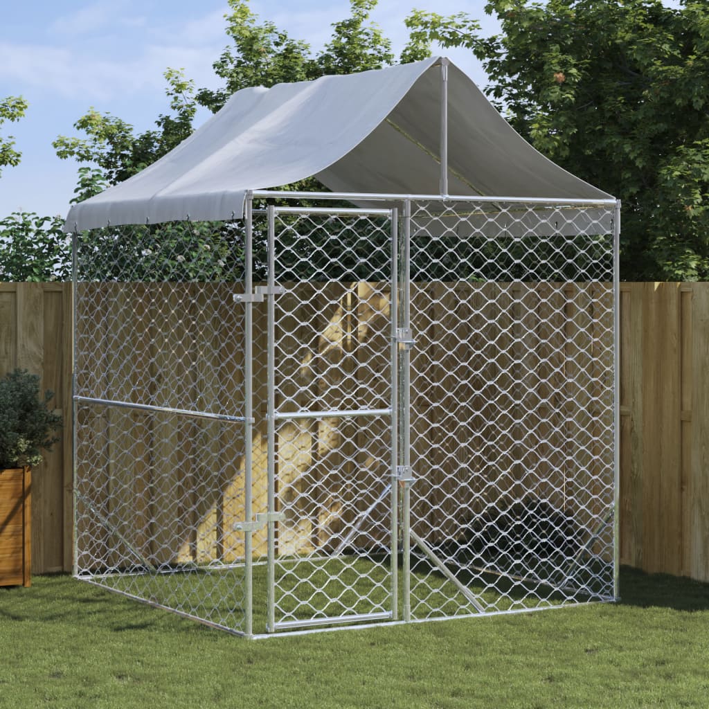 vidaXL Cuccia Cani da Esterno Tetto Argento 2x2x2,5 m Acciaio Zincato