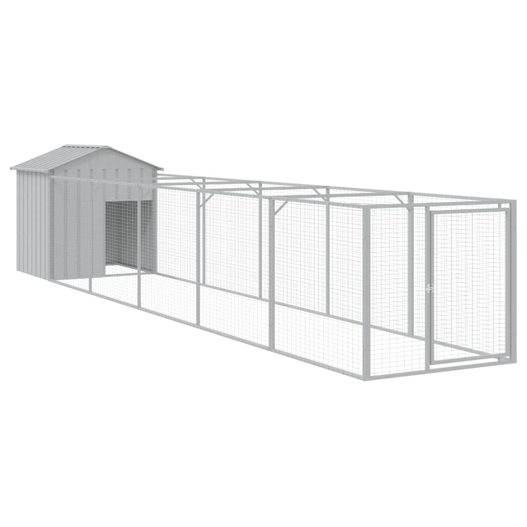 vidaXL Casetta Cani Tetto Grigio Chiaro 117x609x123 cm Acciaio Zincato