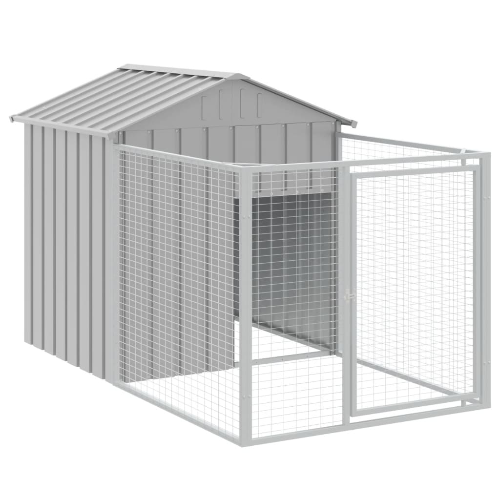 vidaXL Casetta Cani Tetto Grigio Chiaro 117x609x123 cm Acciaio Zincato