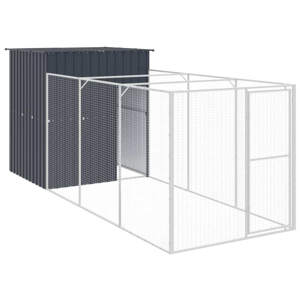 vidaXL Casetta Cani con Corsa Antracite 165x455x181 cm Acciaio Zincato