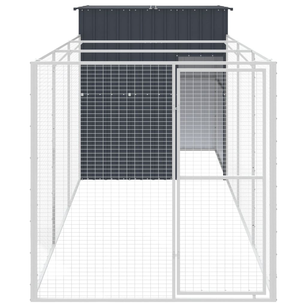 vidaXL Casetta Cani con Corsa Antracite 165x455x181 cm Acciaio Zincato