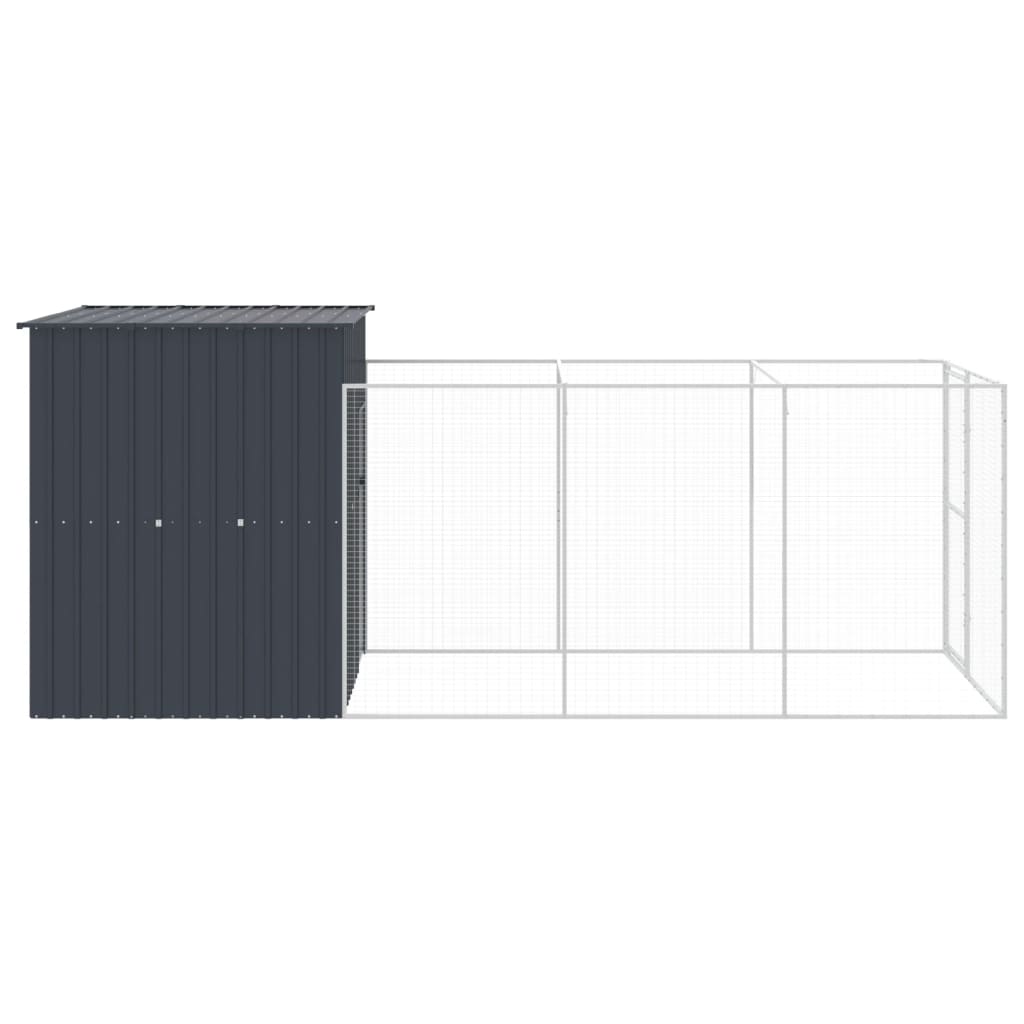 vidaXL Casetta Cani con Corsa Antracite 165x455x181 cm Acciaio Zincato