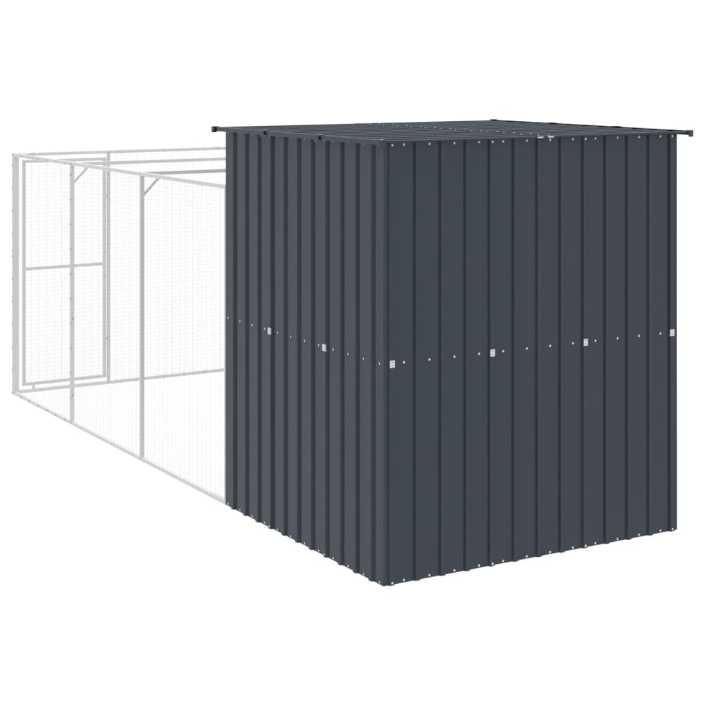vidaXL Casetta Cani con Corsa Antracite 165x455x181 cm Acciaio Zincato