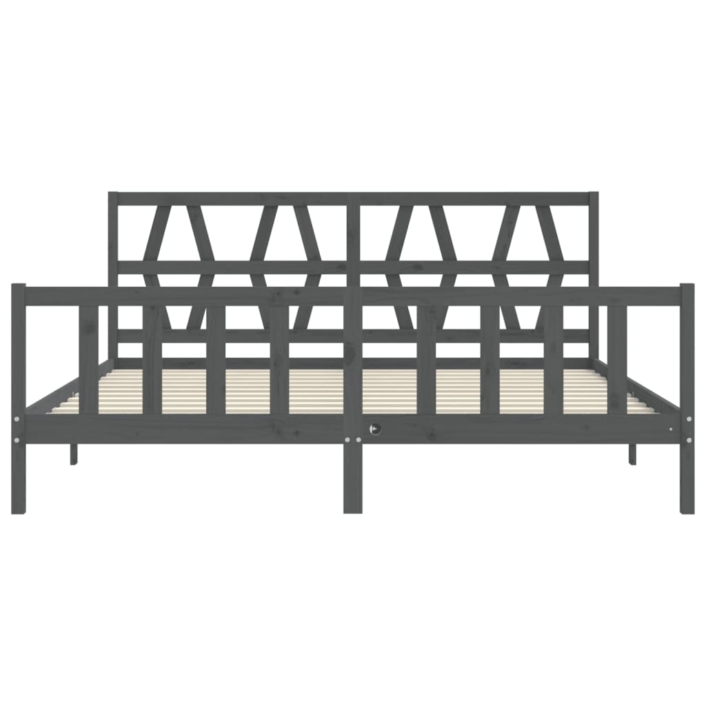 vidaXL Giroletto con Testiera Grigio 200x200 cm in Legno Massello