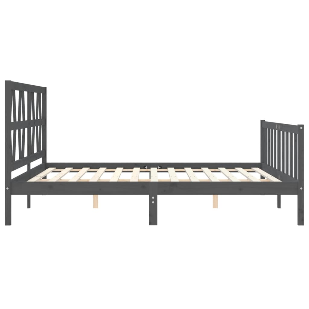 vidaXL Giroletto con Testiera Grigio 200x200 cm in Legno Massello