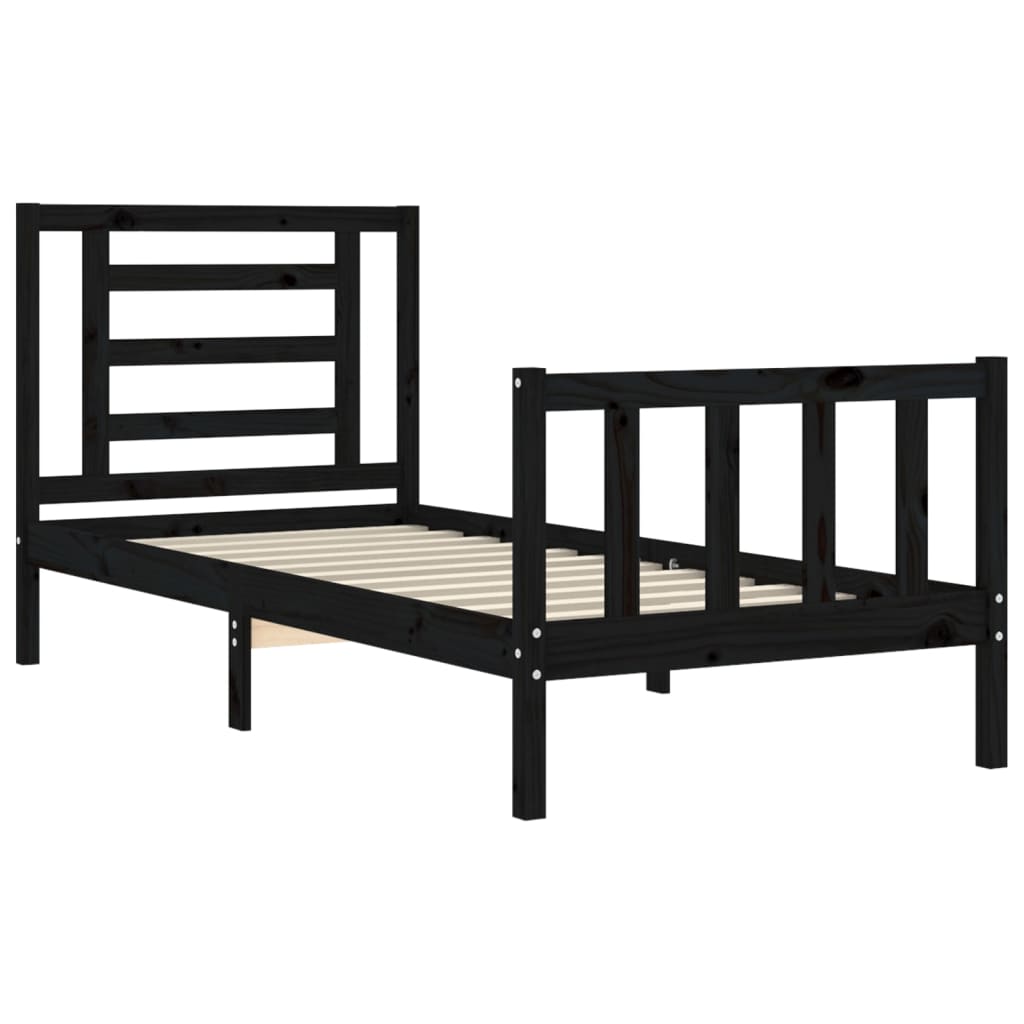 vidaXL Giroletto con Testiera Nero 100x200 cm in Legno Massello