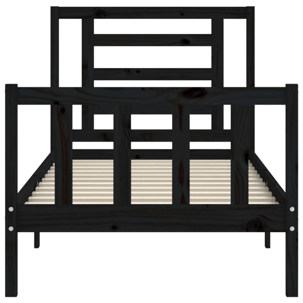 vidaXL Giroletto con Testiera Nero 100x200 cm in Legno Massello