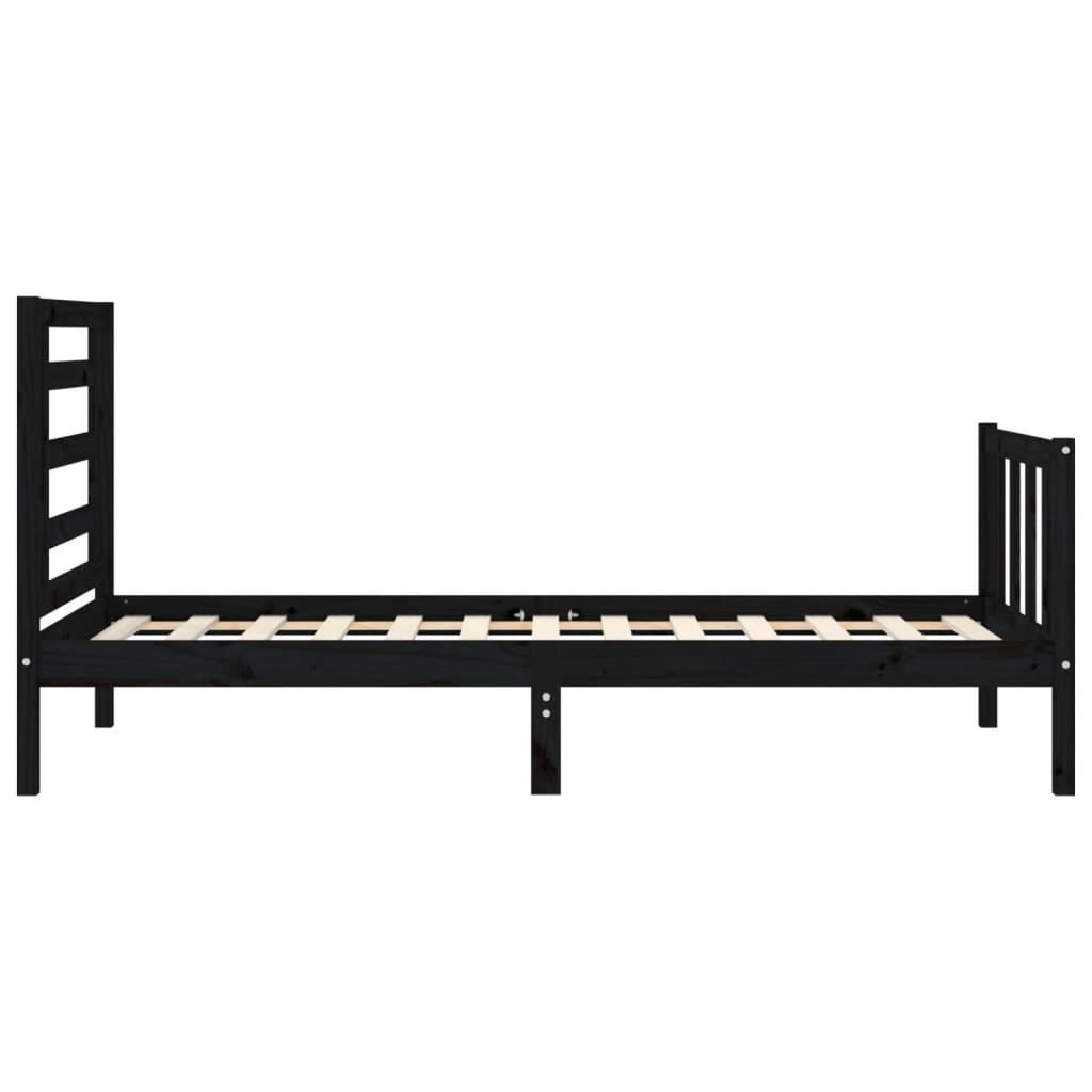 vidaXL Giroletto con Testiera Nero 100x200 cm in Legno Massello