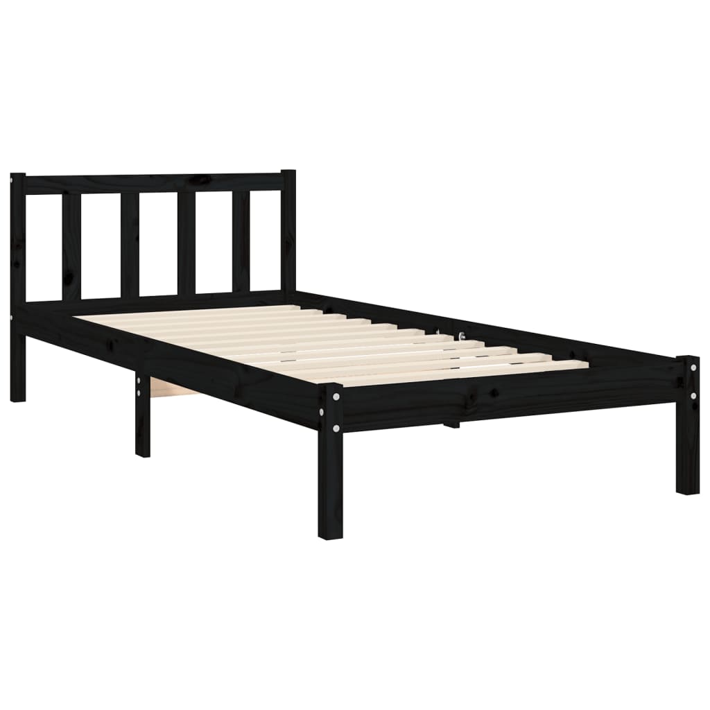 vidaXL Giroletto con Testiera Nero 100x200 cm in Legno Massello