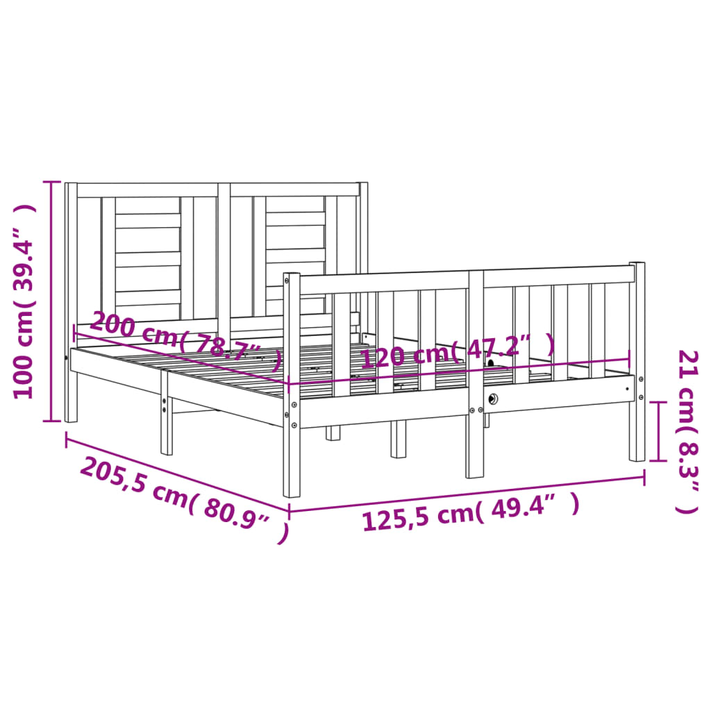 vidaXL Giroletto senza Materasso Bianco 120x200 cm Legno Massello Pino