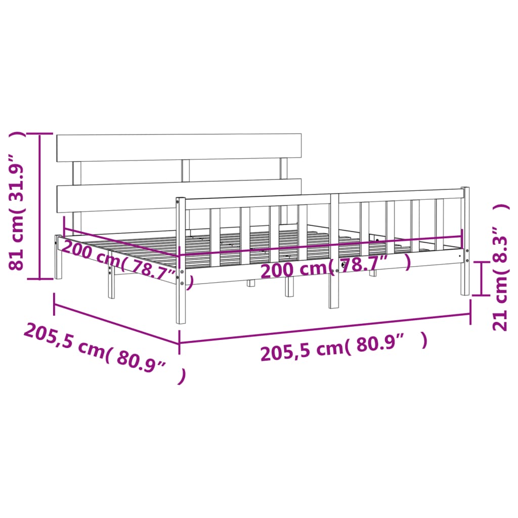 vidaXL Giroletto senza Materasso 200x200 cm in Legno Massello di Pino