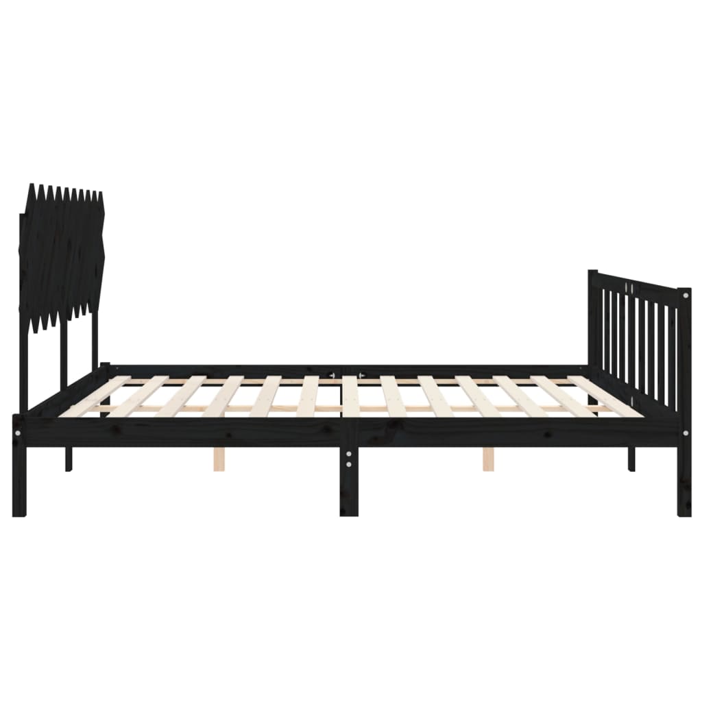 vidaXL Giroletto con Testiera Nero 200x200 cm in Legno Massello