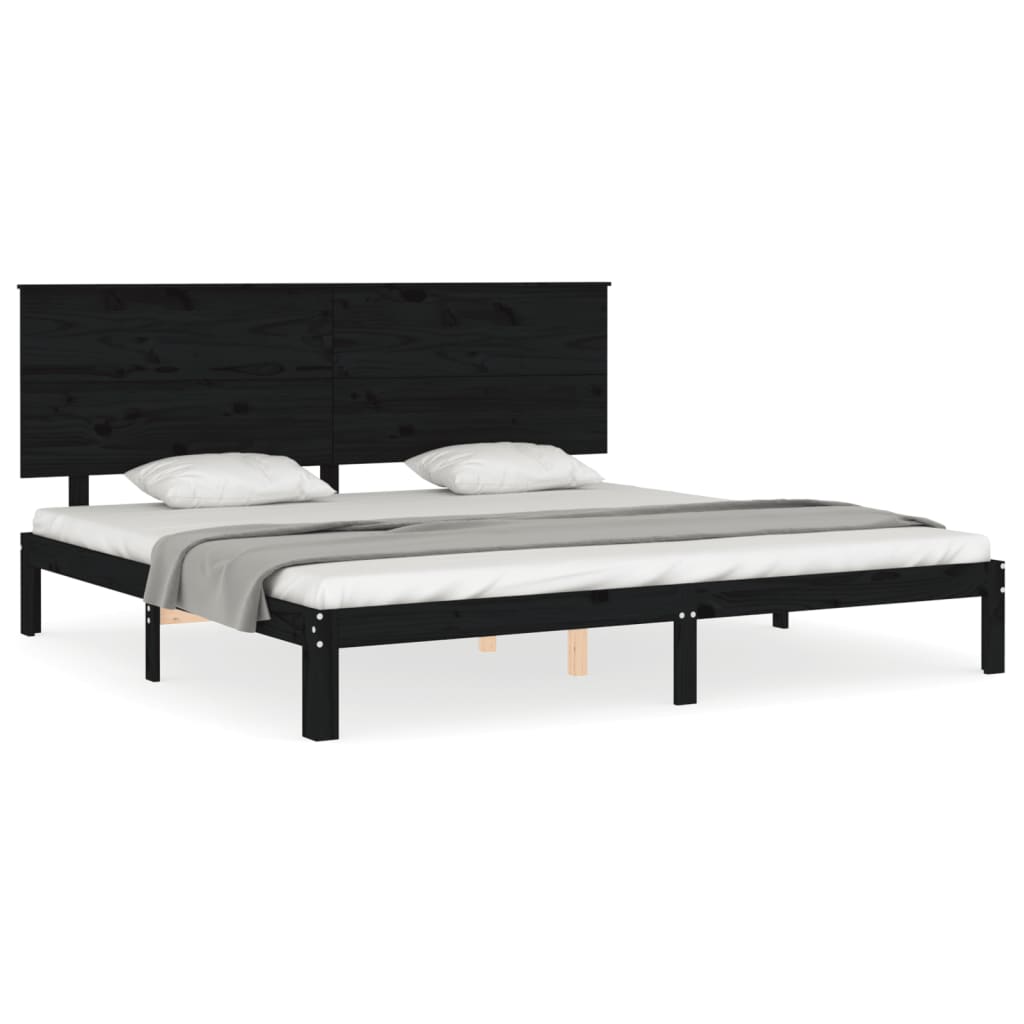 vidaXL Giroletto con Testiera Nero 200x200 cm in Legno Massello