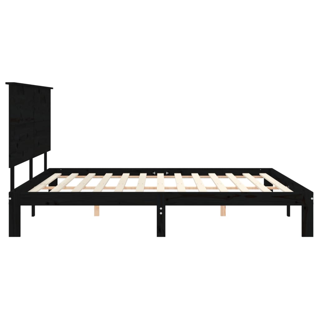 vidaXL Giroletto con Testiera Nero 200x200 cm in Legno Massello