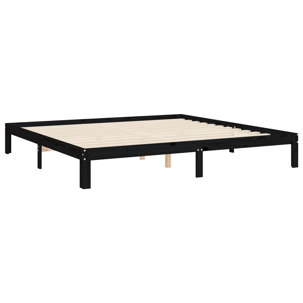vidaXL Giroletto con Testiera Nero 200x200 cm in Legno Massello