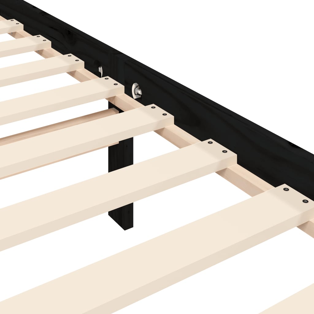 vidaXL Giroletto con Testiera Nero 200x200 cm in Legno Massello