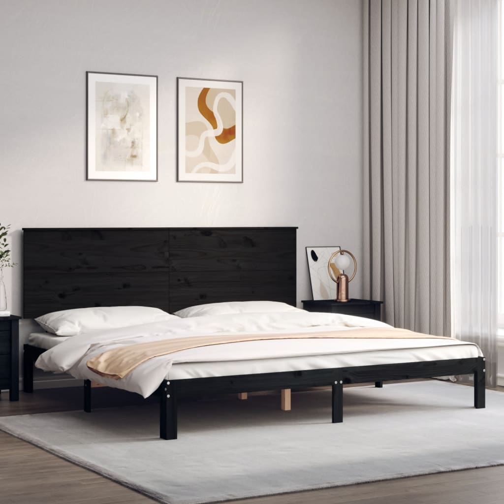 vidaXL Giroletto con Testiera Nero 200x200 cm in Legno Massello