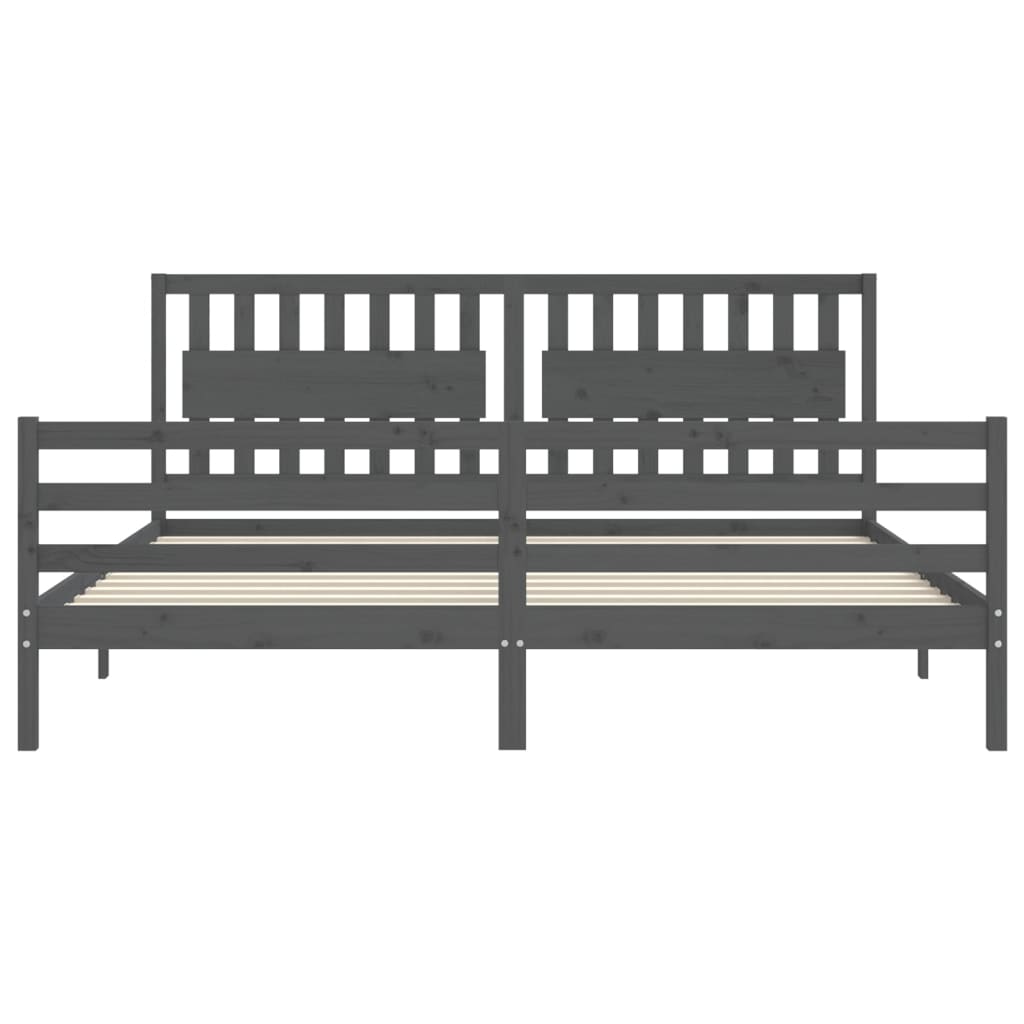 vidaXL Giroletto con Testiera Grigio 200x200 cm in Legno Massello