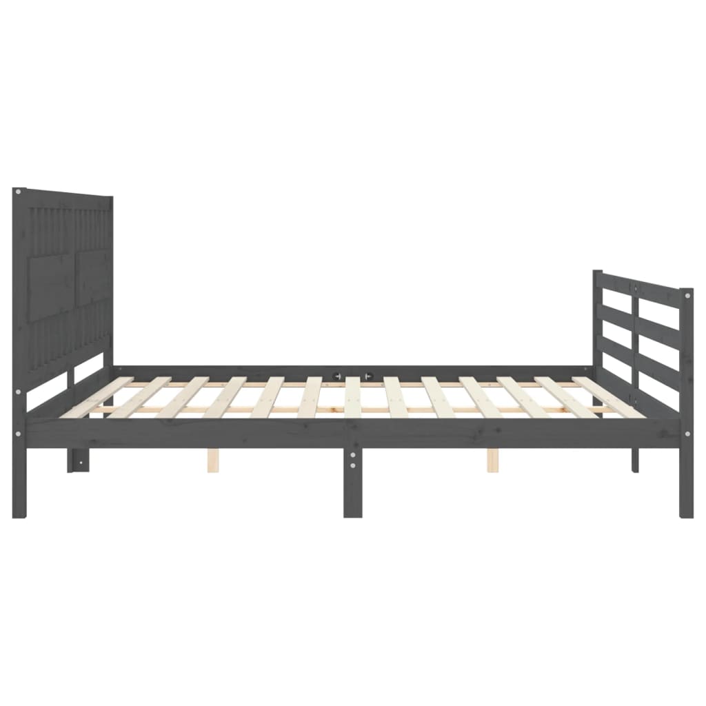 vidaXL Giroletto con Testiera Grigio 200x200 cm in Legno Massello
