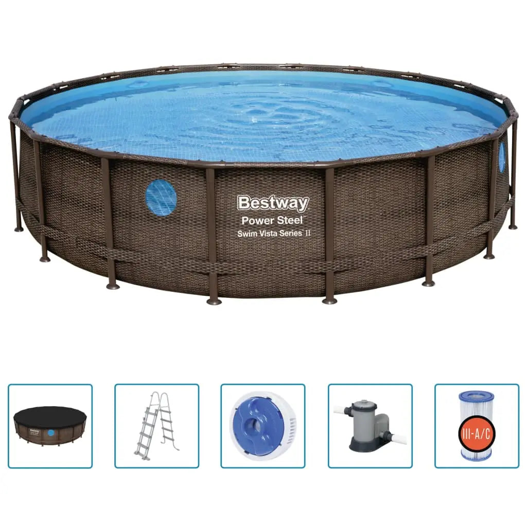 Bestway Set Piscina Power Steel 488x122 cm BESTWAY