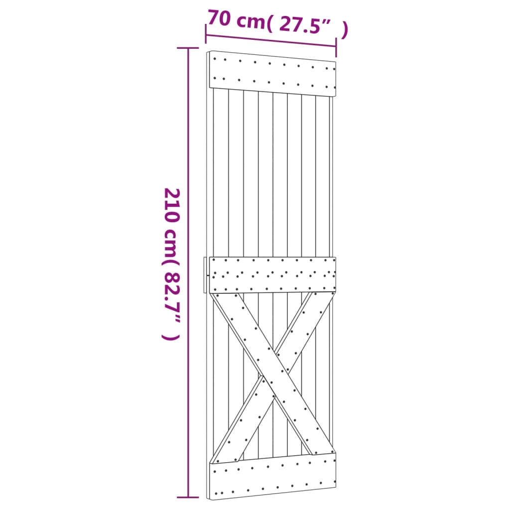 vidaXL Porta Scorrevole con Set Hardware 70x210 cm Legno Massello Pino