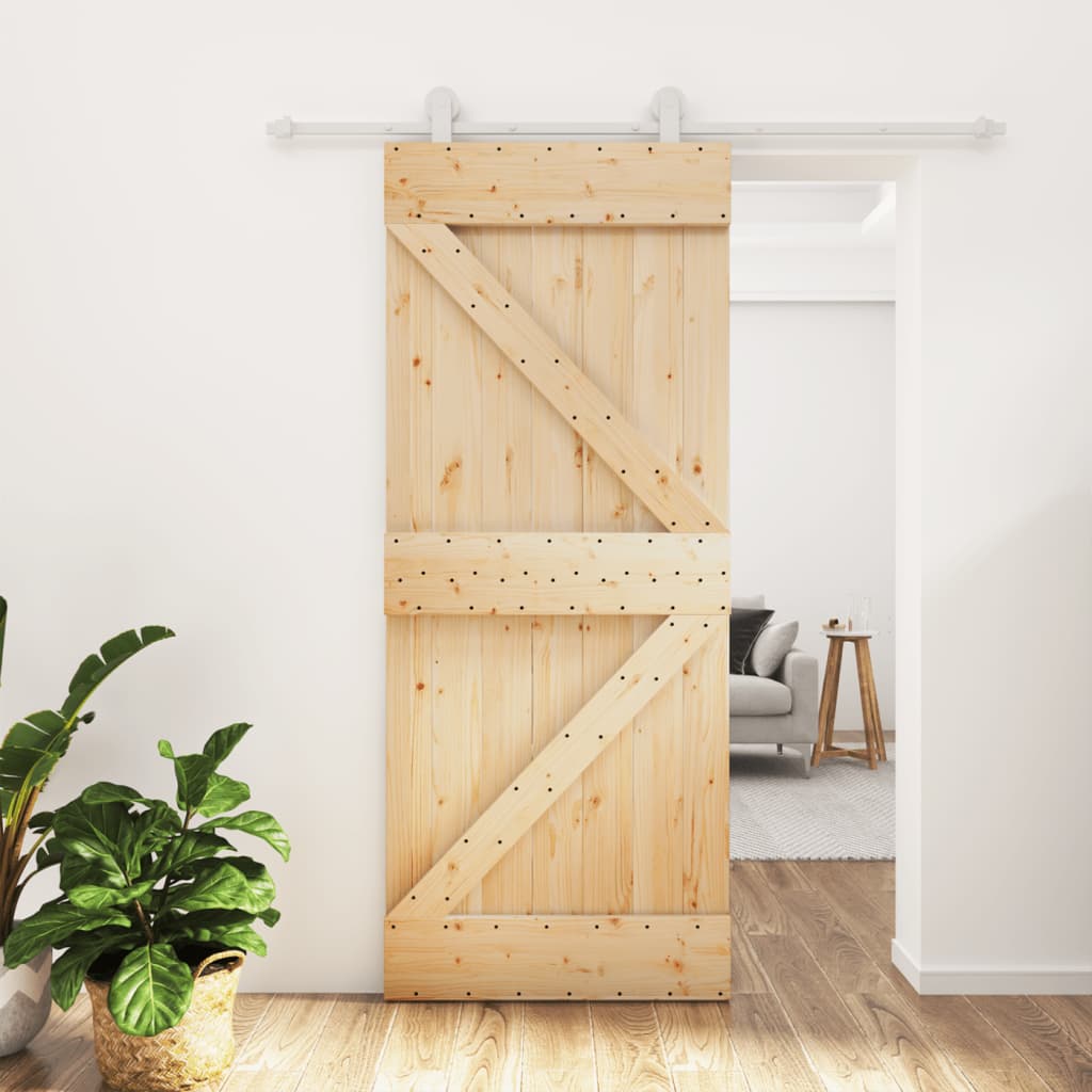 vidaXL Porta Scorrevole con Set Hardware 85x210 cm Legno Massello Pino