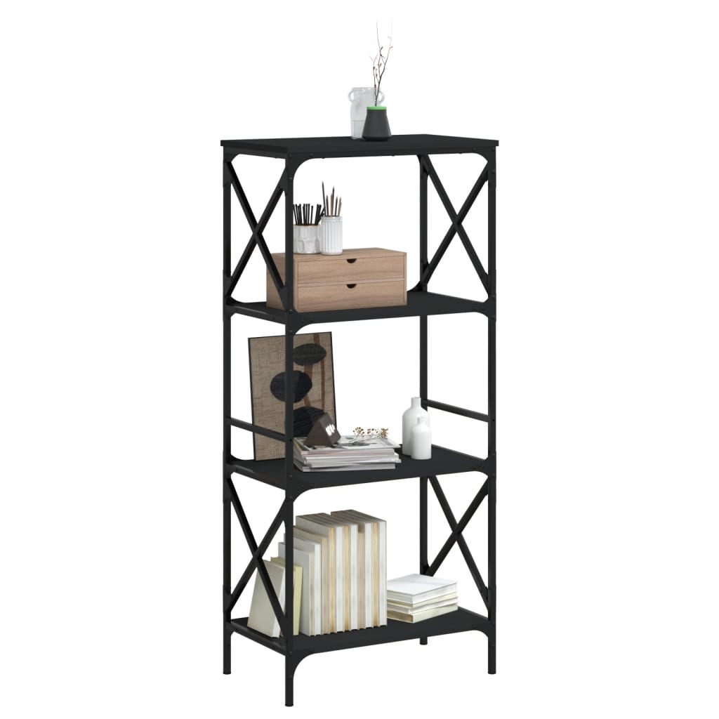 vidaXL Libreria a 4 Ripiani Nera 59x35x132 cm in Legno Multistrato VIDAXL