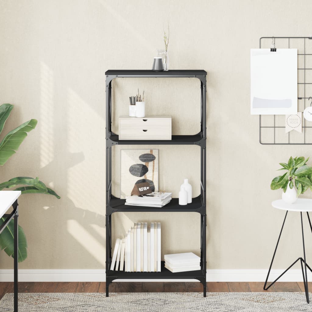 vidaXL Libreria a 4 Ripiani Nera 59x35x132 cm in Legno Multistrato VIDAXL